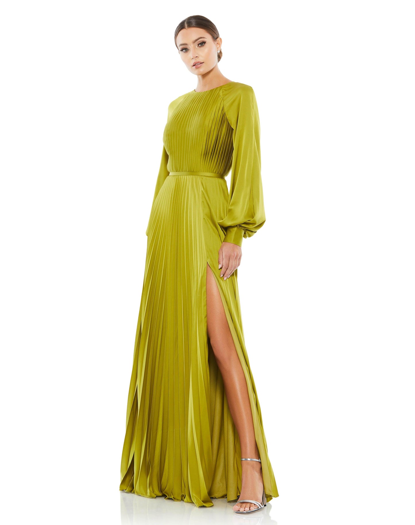 Formal Dresses Long Sleeve Formal Pleated Dress Apple Green