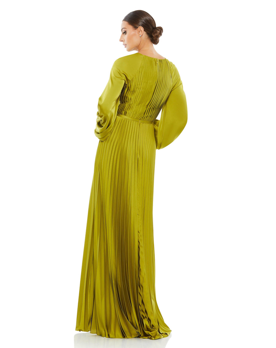 Formal Dresses Long Sleeve Formal Pleated Dress Apple Green