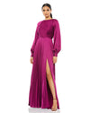 Formal Dresses Long Sleeve Formal Pleated Dress Berry