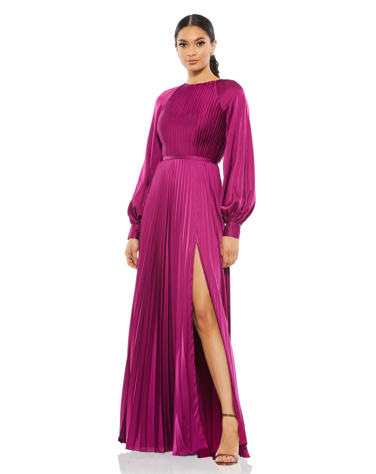 Berry Mac Duggal 26590 Long Sleeve Formal Pleated Dress for $498.0 – The  Dress Outlet