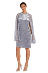 Cocktail Dresses Short Cocktail Mother of the Bride Cape Dress Charcoal