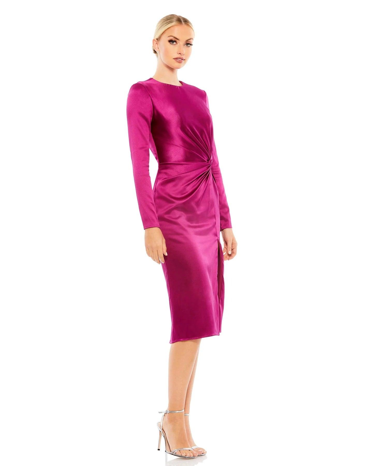 Formal Dresses Long Sleeve Formal Midi Dress Magenta