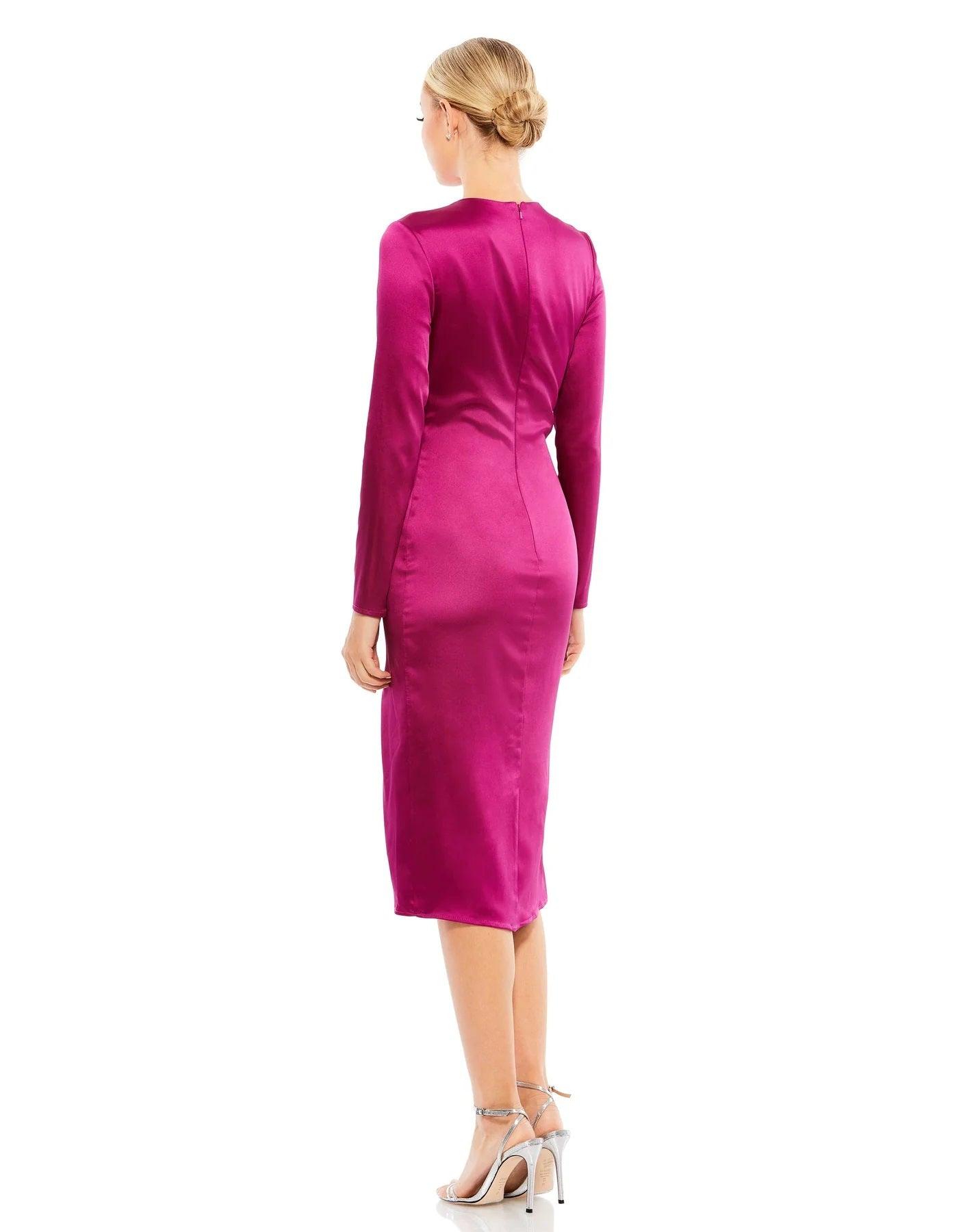 Formal Dresses Long Sleeve Formal Midi Dress Magenta