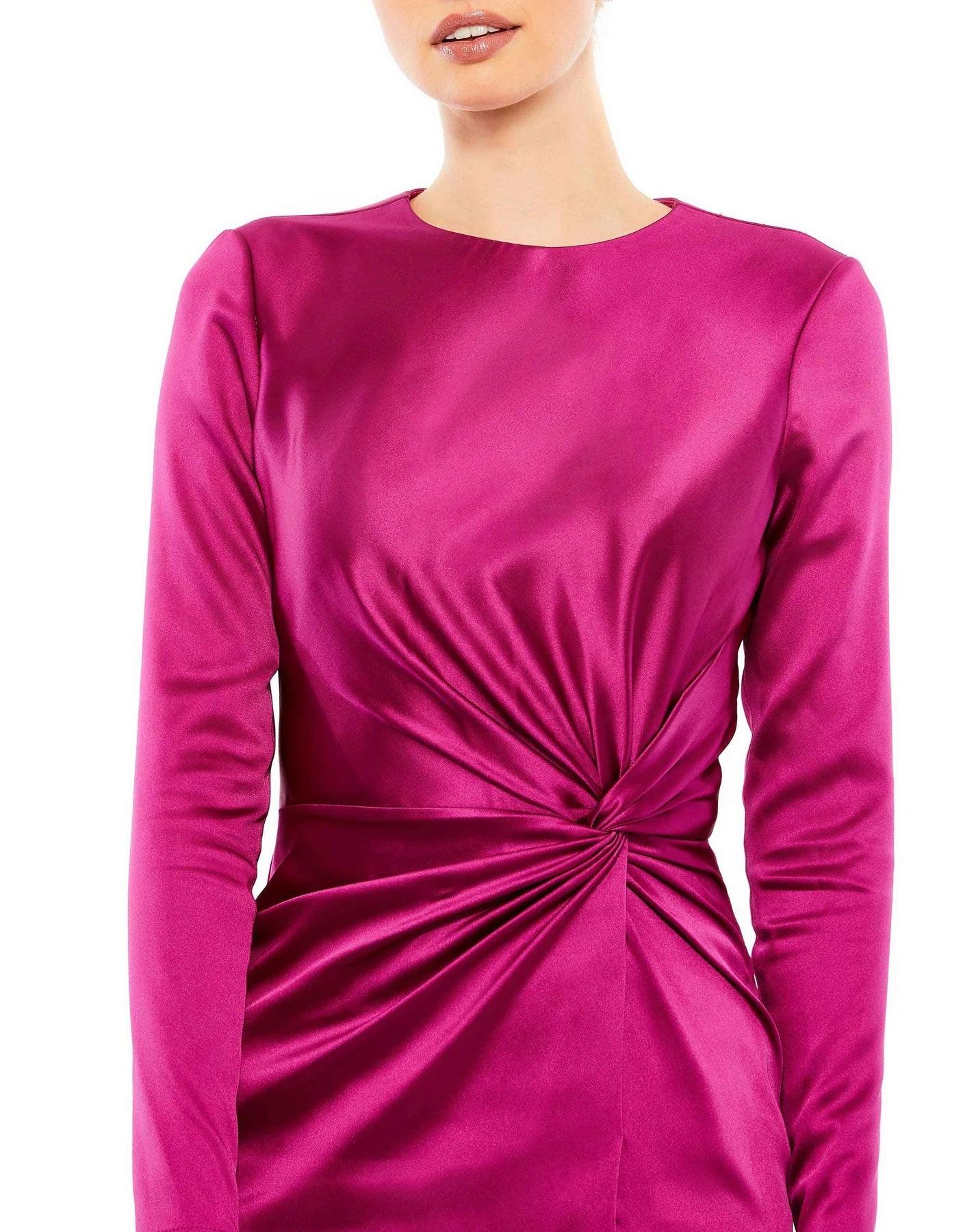 Formal Dresses Long Sleeve Formal Midi Dress Magenta