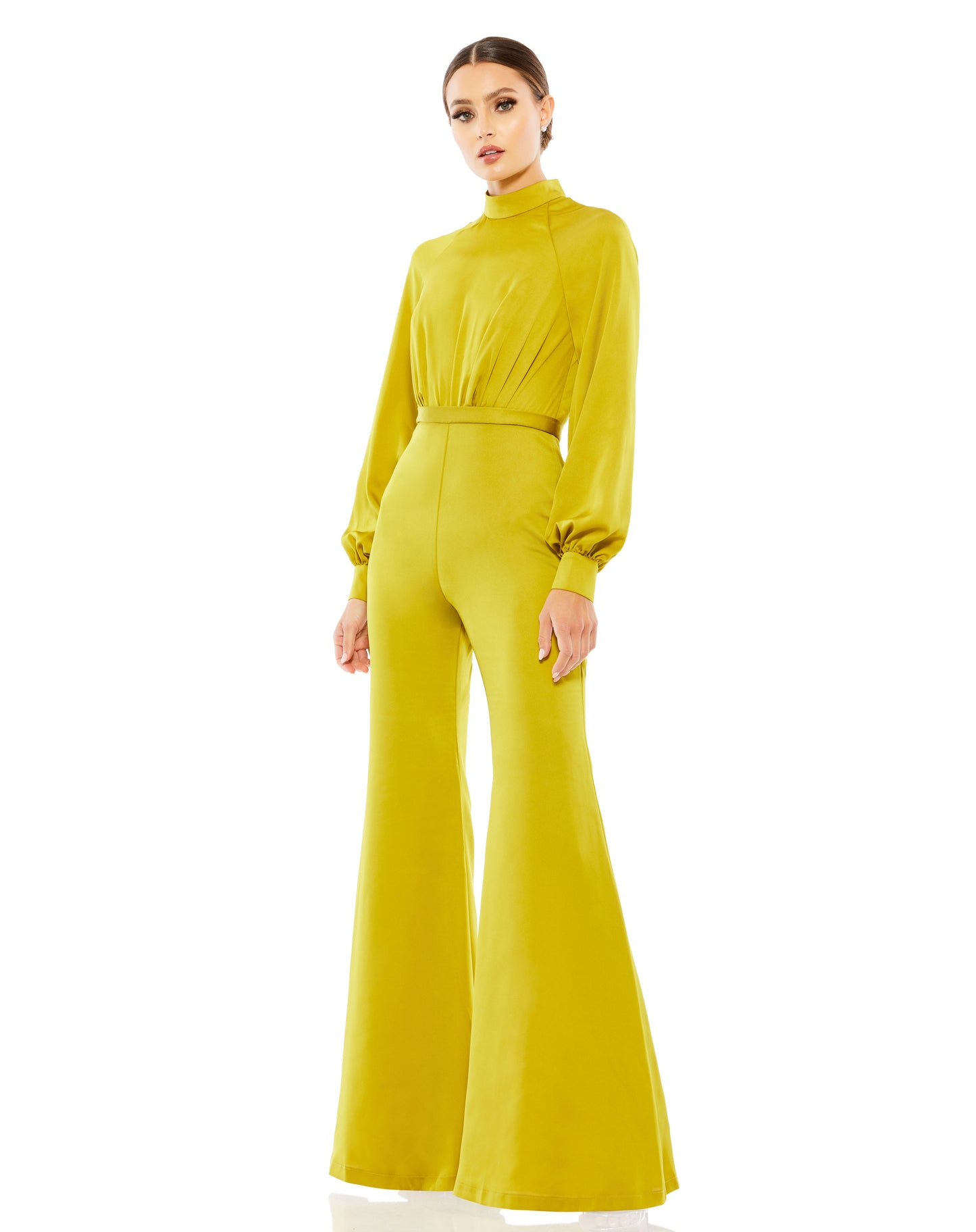 Jumpsuit Long Sleeve Formal Evening Jumpsuit Chartreuse