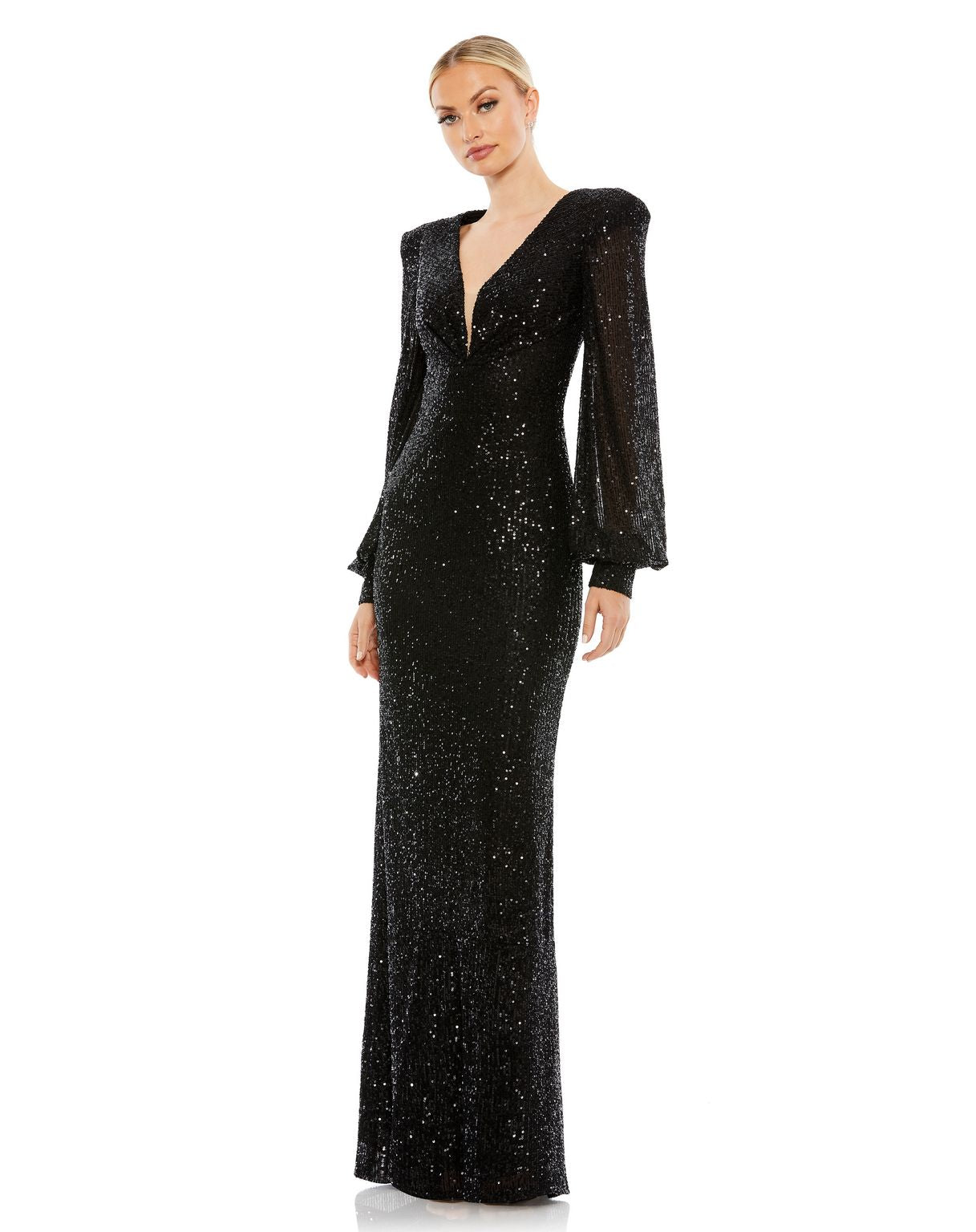 Formal Dresses Long Sleeve Sequin Evening Formal Dress Black