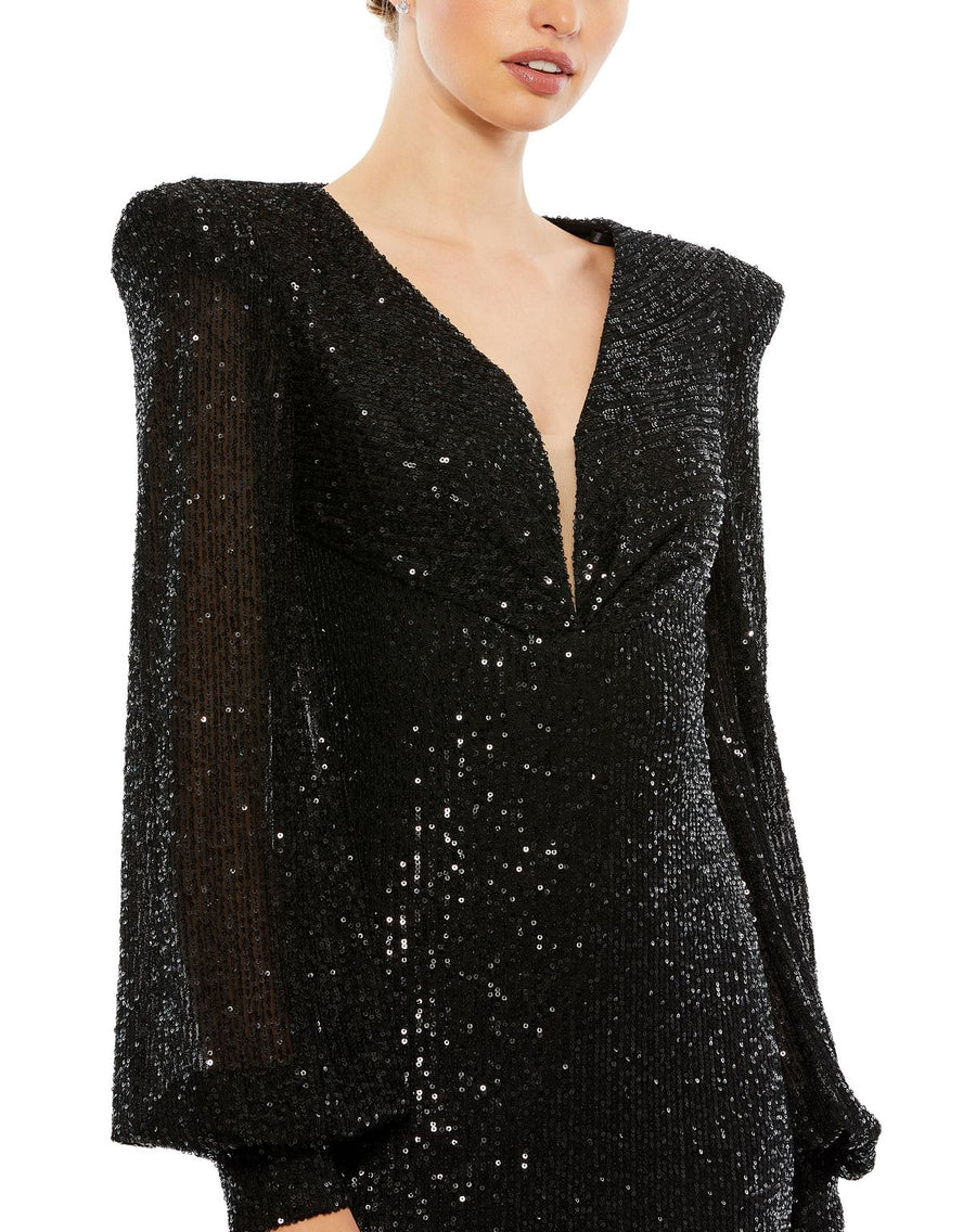 Formal Dresses Long Sleeve Sequin Evening Formal Dress Black