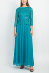 Mother of the Bride Dresses Long Sleeve Sequin A Line Chiffon Dress Jade