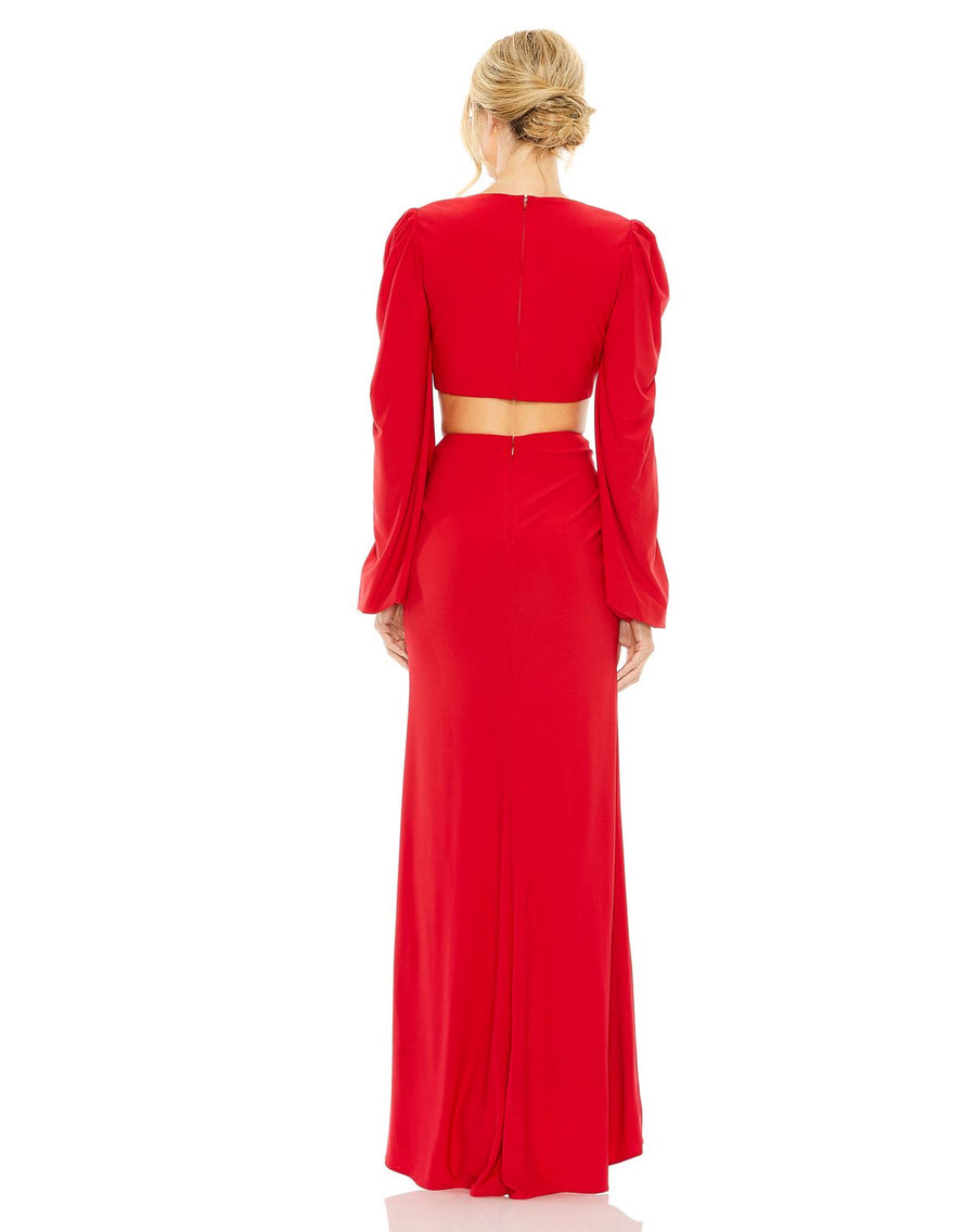 Formal Dresses Long Sleeve Cutout Formal Evening Dress Red