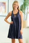 Cocktail Dresses Short Sleeveless Metallic Dress Midnight Blue