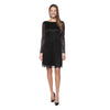 Cocktail Dresses Short Metallic Long Sleeve A Line Dress Black