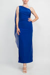 Cocktail Dresses Long Embellished Shoulder Sleeveless Dress Cobalt