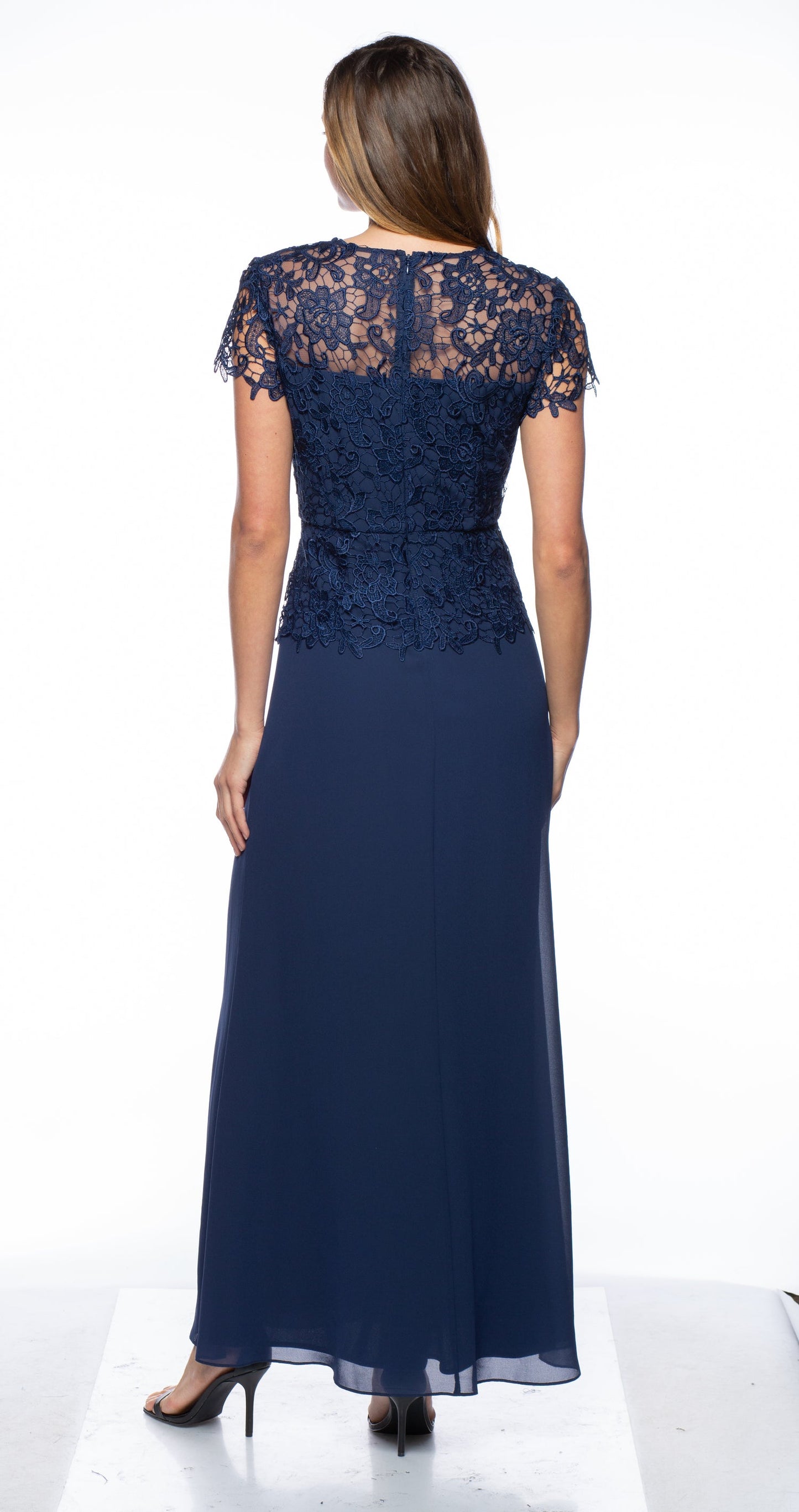 Formal Dresses Long Two Piece Formal Lace Dress Navy