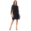 Cocktail Dresses Chiffon Caplet Pleated Short Dress Black