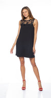 Cocktail Dresses Short Sequin Lace Yoke Dress Black