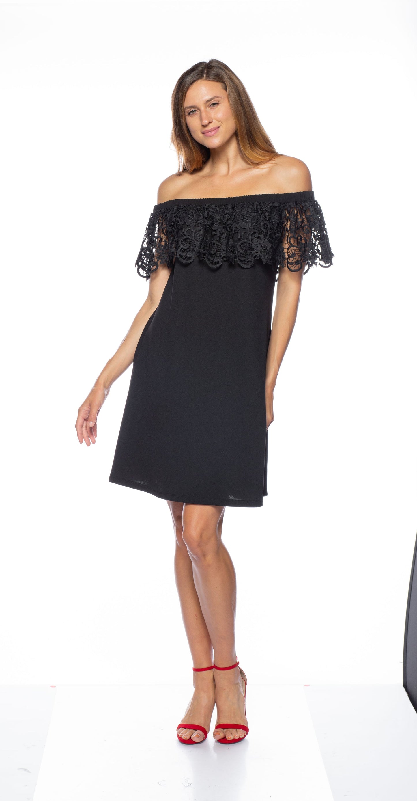 Cocktail Dresses Short Lace Off Shoulder Dress Black