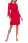 Cocktail Dresses Short Crew Neck Long  Sleeve Dress Red