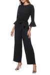 Jumpsuit Embellished Boat Neck Crepe Jumpsuit Black