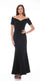 Formal Dresses Short Sleeve Off Shoulder Scuba Crepe Long Dress Black