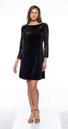 Cocktail Dresses Short Velvet Sequin Long Sleeve Dress Black