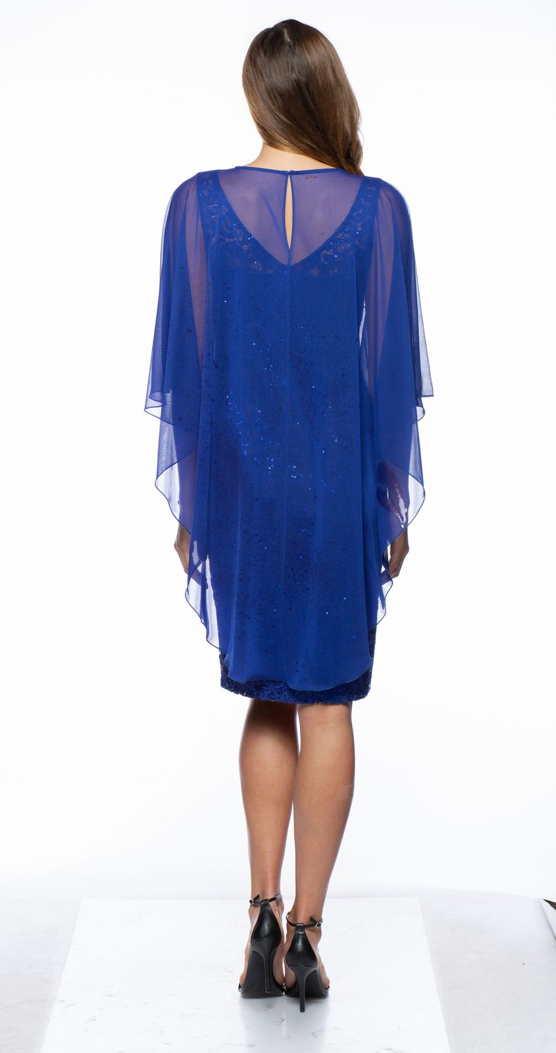 Cocktail Dresses Short Sheer Overlay Lace Dress Royal