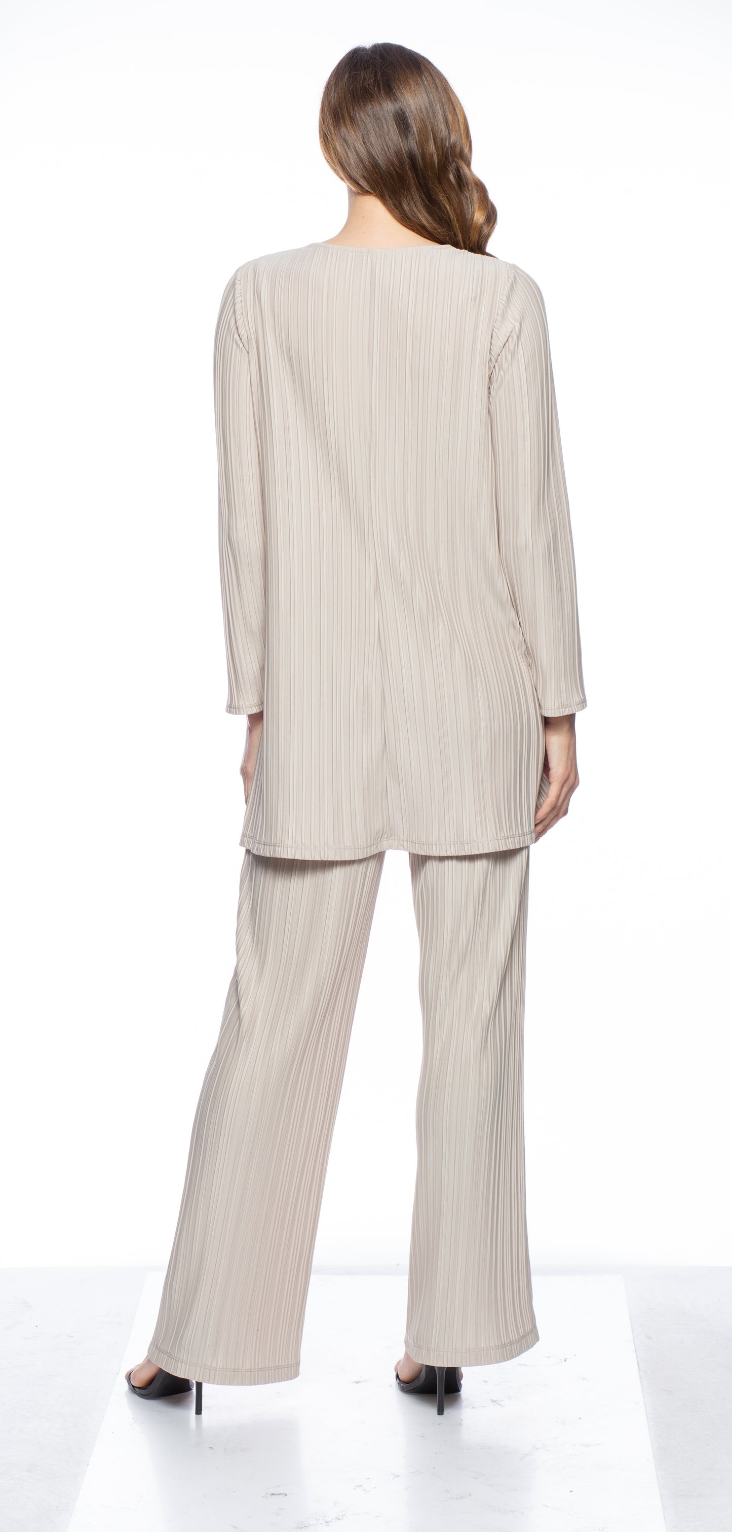 Pant Suit Keyhole Pleated Pant Set Champagne