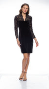 Cocktail Dresses Lace Long Sleeve Short Dress Black