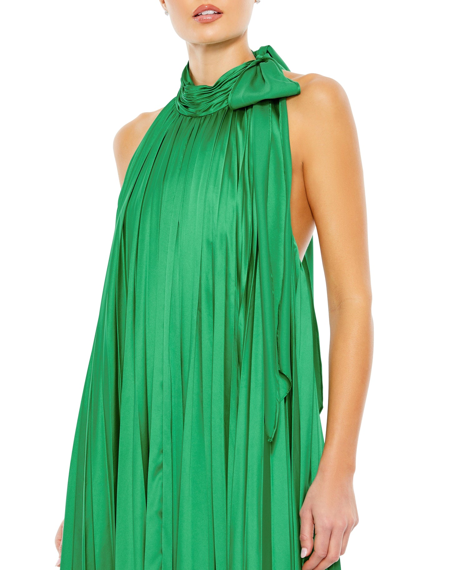 Formal Dresses Long Halter Pleated Trapeze Formal Dress Spring Green