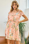 Cocktail Dresses Short Off Shoulder Floral Dress Lt. Coral