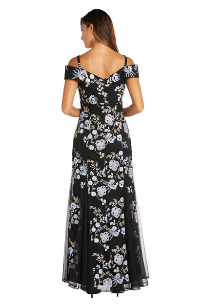 Formal Dresses Long Formal Floral Evening Dress Black/Multi