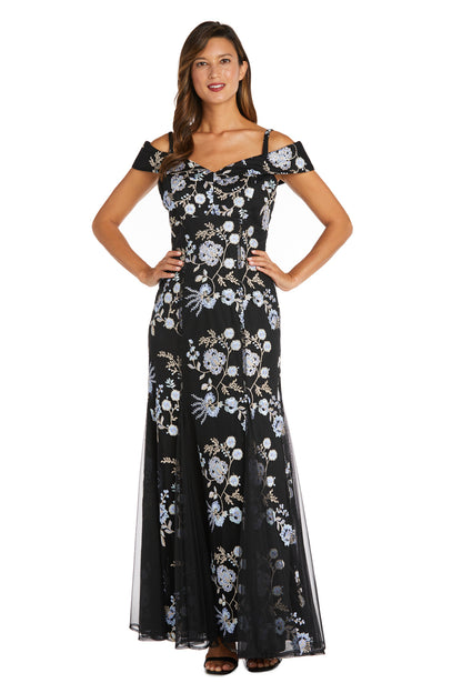 Formal Dresses Long Formal Floral Evening Dress Black/Multi