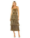 Formal Dresses A Line Pleated Metallic Tea Length Cocktail Dress Antique Gold