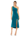 Cocktail Dresses Short Fitted Slit Midi Length Cocktail Dress Peacock