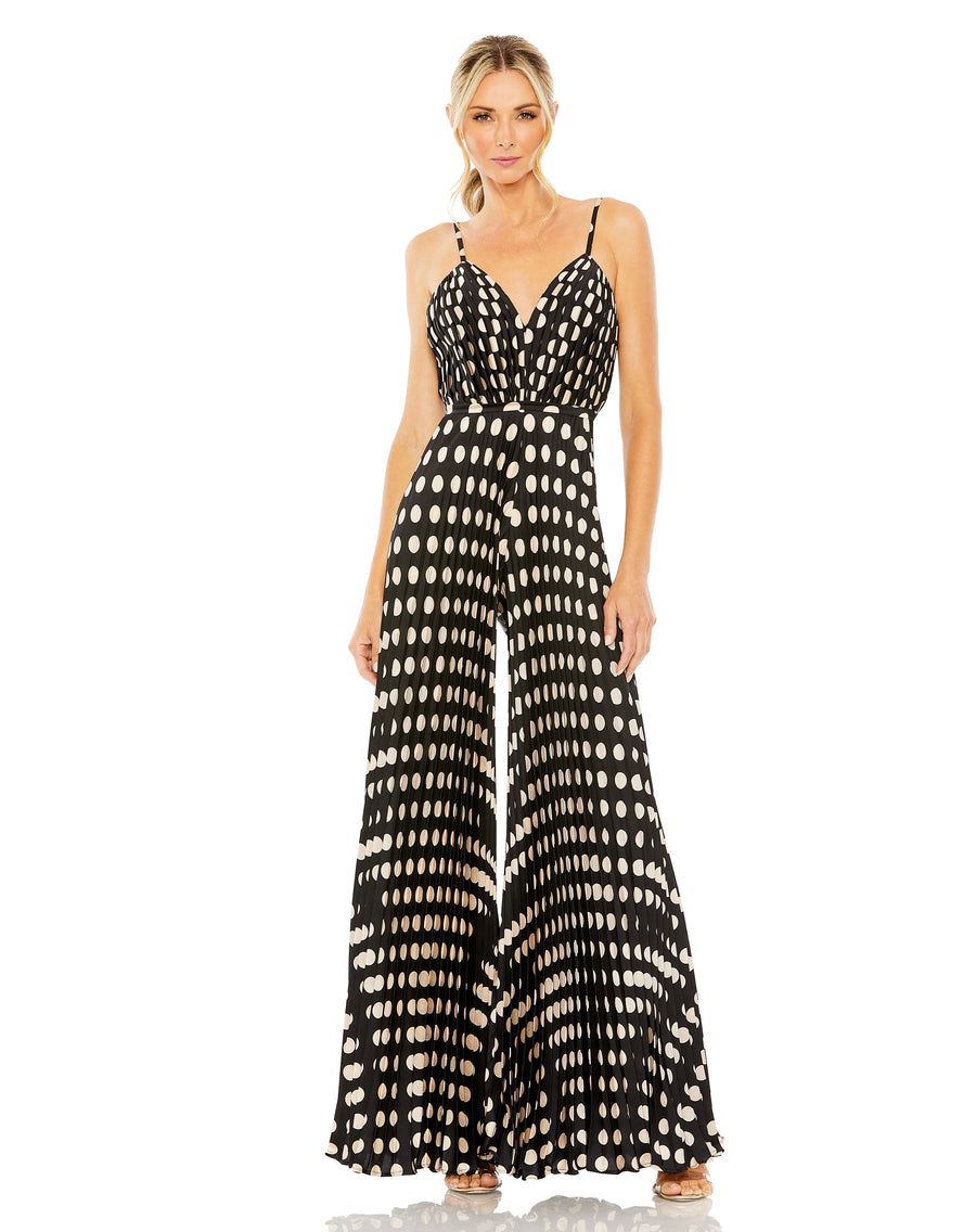 Jumpsuit Long Formal Pleated Jumpuit  Black Multi