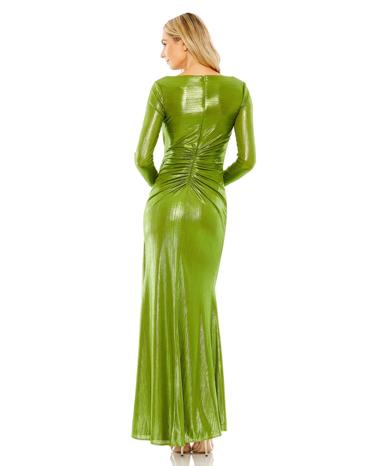 Formal Dresses Metallic Formal Long Sleeve Evening Dress Apple Green