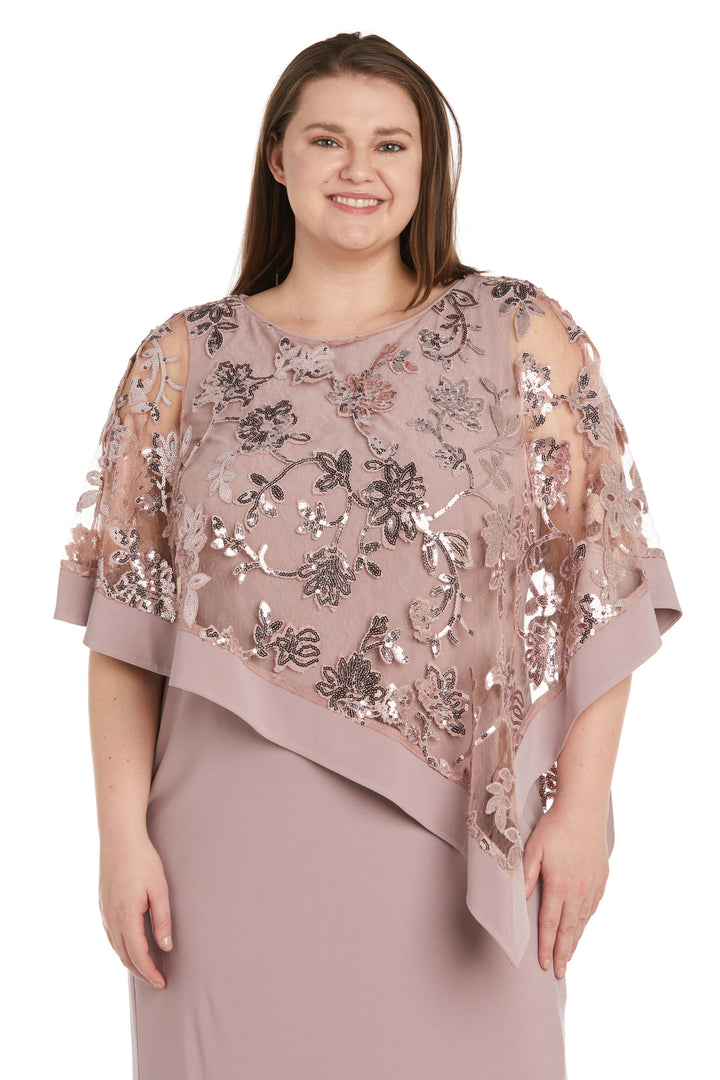 Plus Size Dresses Short Sequin Floral Poncho Plus Size Dress Mauve