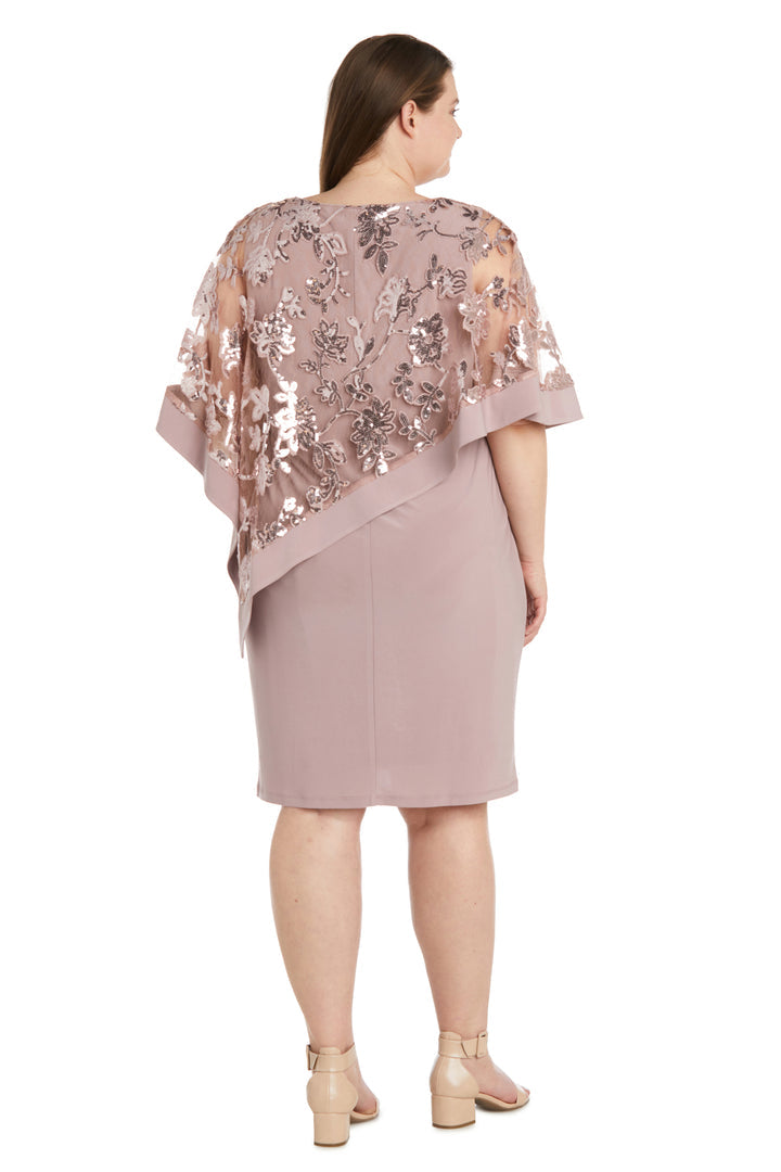 Plus Size Dresses Short Sequin Floral Poncho Plus Size Dress Mauve