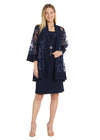 Mother of the Bride Dresses Short 3D Floral Jacket Mother of the Bride Dress Navy