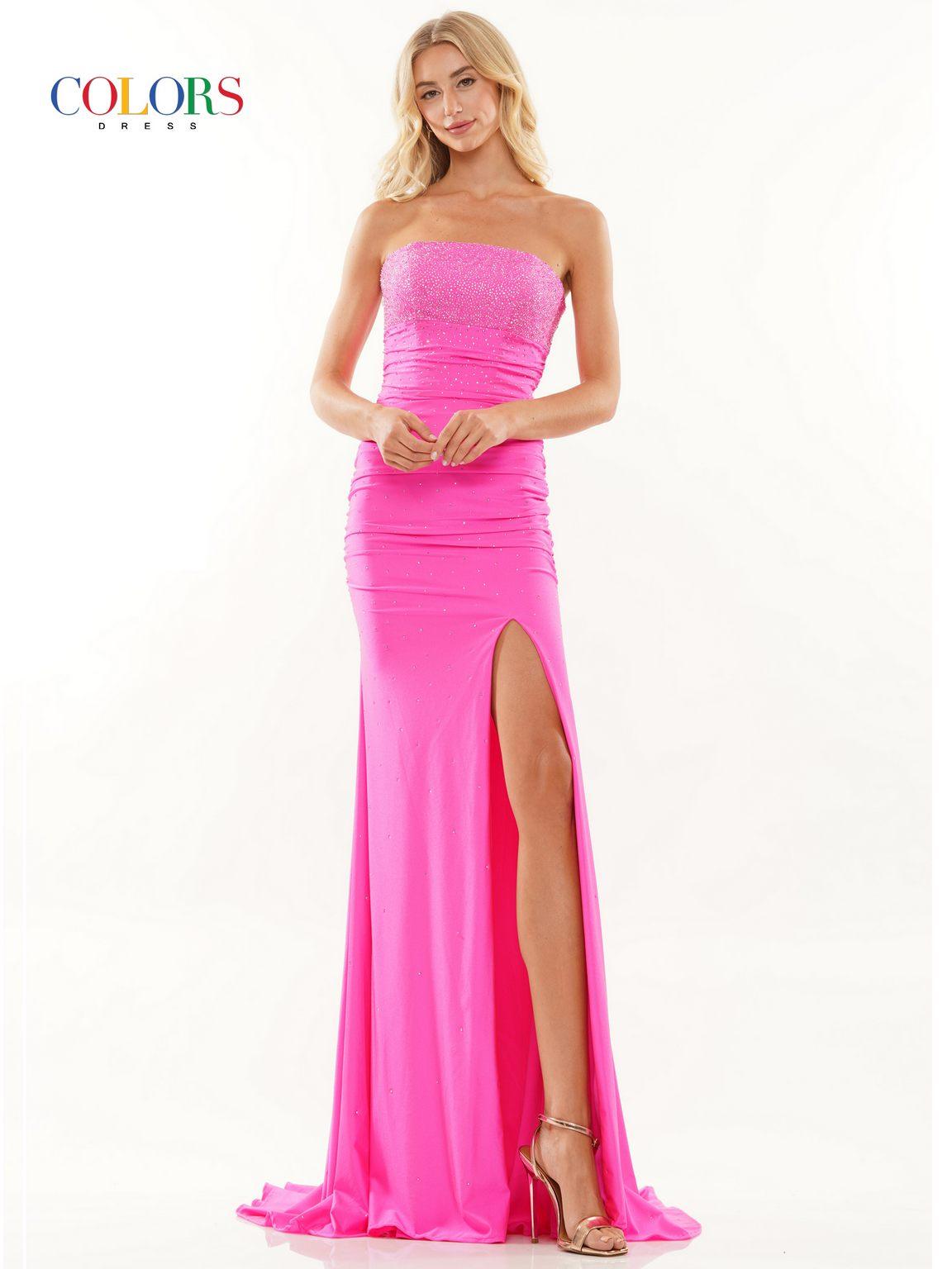 Prom Dresses Long Strapless Fitted Prom Dress Hot Pink