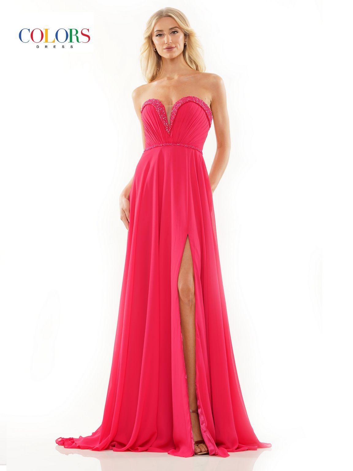 Prom Dresses Long Strapless Chiffon Prom Dress Watermelon