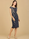 Cocktail Dresses Cap Sleeve Midi Cocktail Dress Navy