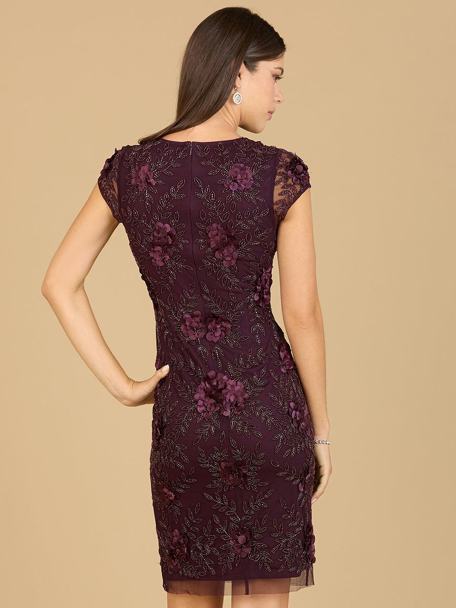 Cocktail Dresses Cap Sleeve embellished Cocktail Dress Eggplant