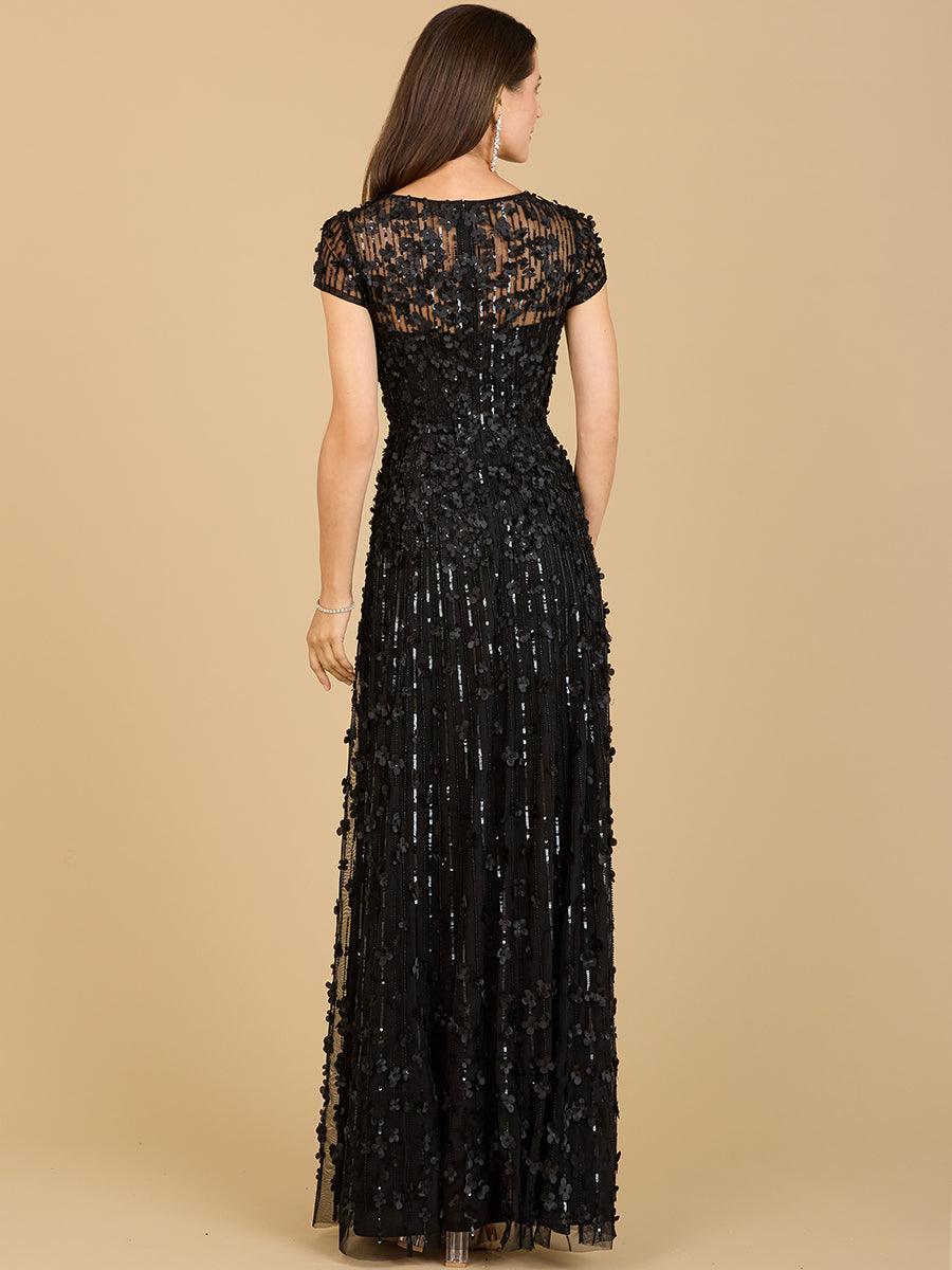 Formal Dresses Embellished Cap Sleeve Evening Dress Black