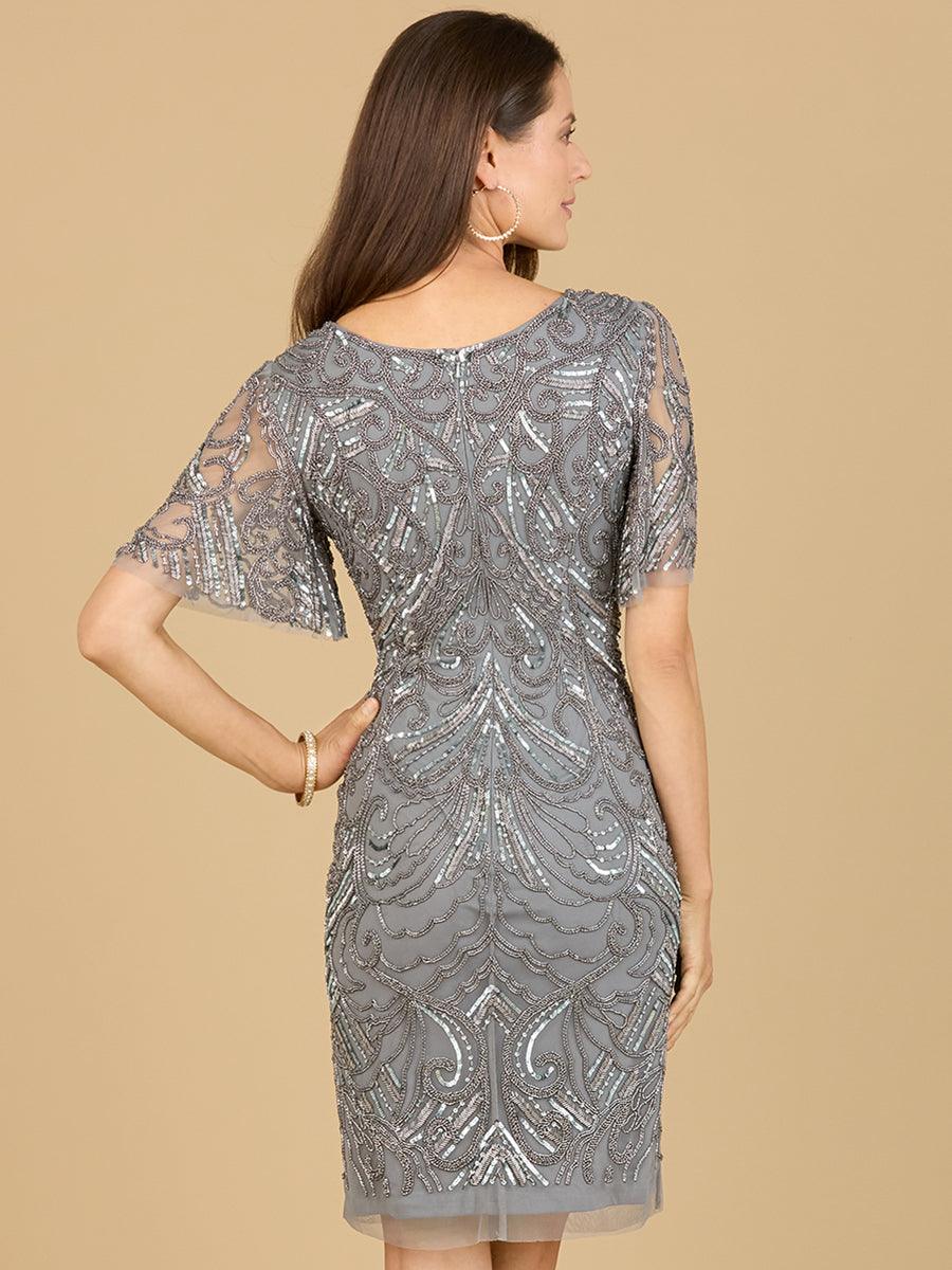 Cocktail Dresses Short Sleeve Cocktail Dress Smoke Grey