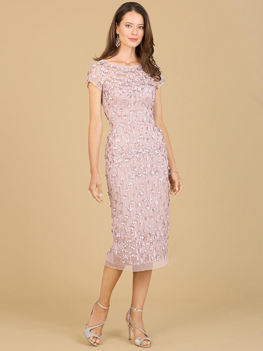 Cocktail Dresses Cap Sleeve Cocktail Midi Dress Mauve