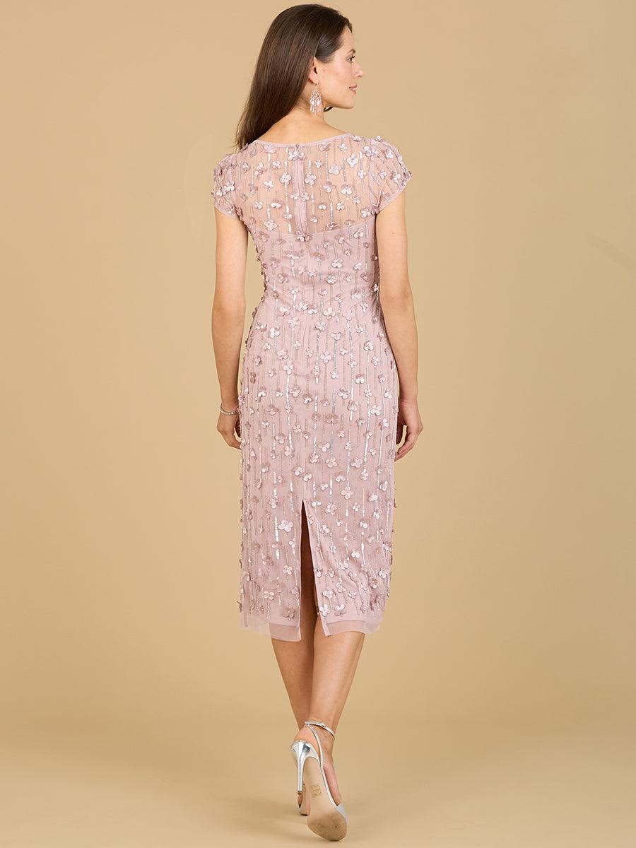 Cocktail Dresses Cap Sleeve Cocktail Midi Dress Mauve