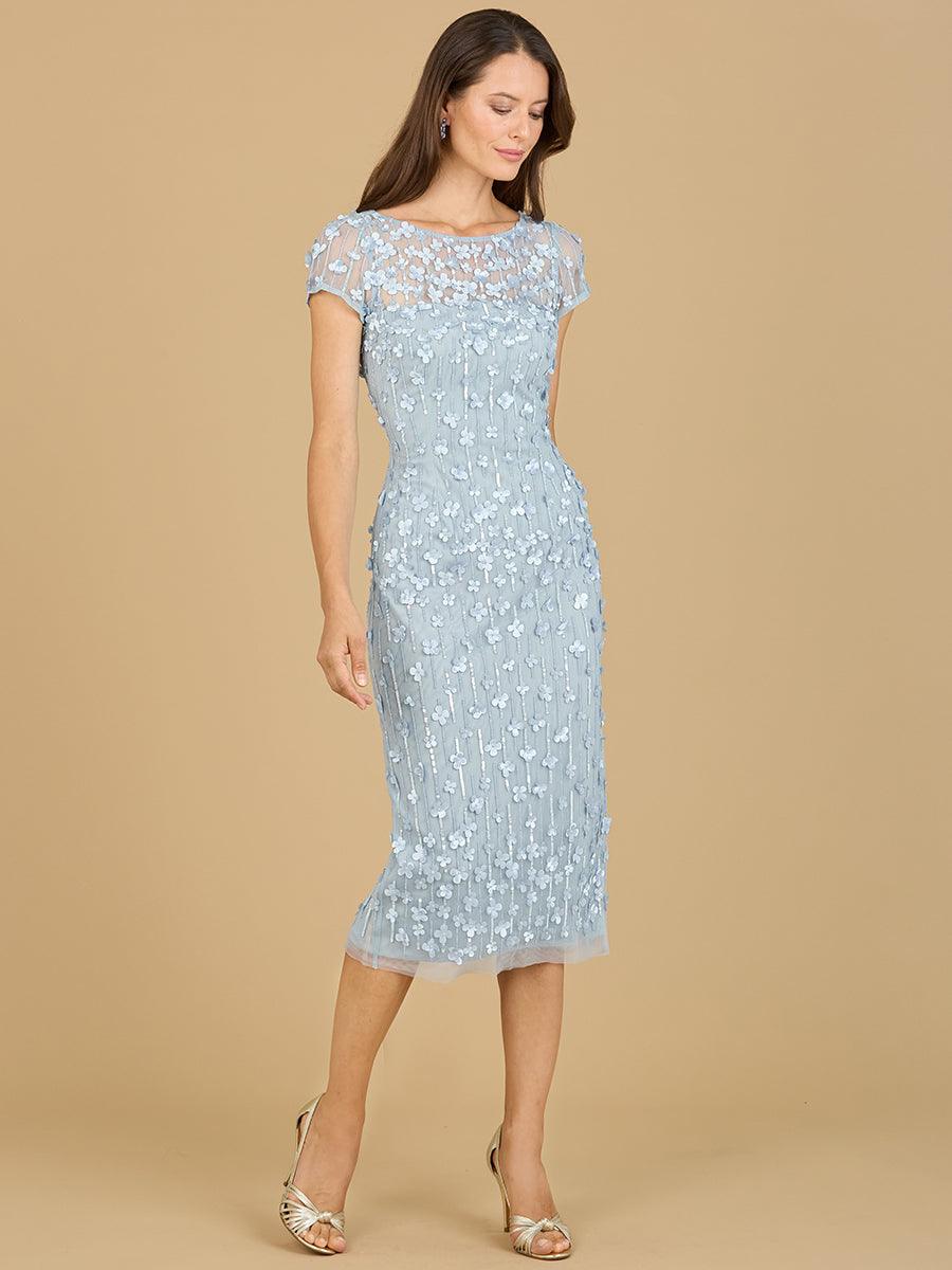 Cocktail Dresses Cap Sleeve Cocktail Midi Dress Periwinkle