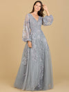 Prom Dresses Long Ballon Sleeve Evening Gown Dusk