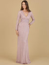 Formal Dresses Long Sleeve Beaded Evening Gown Dusty Rose