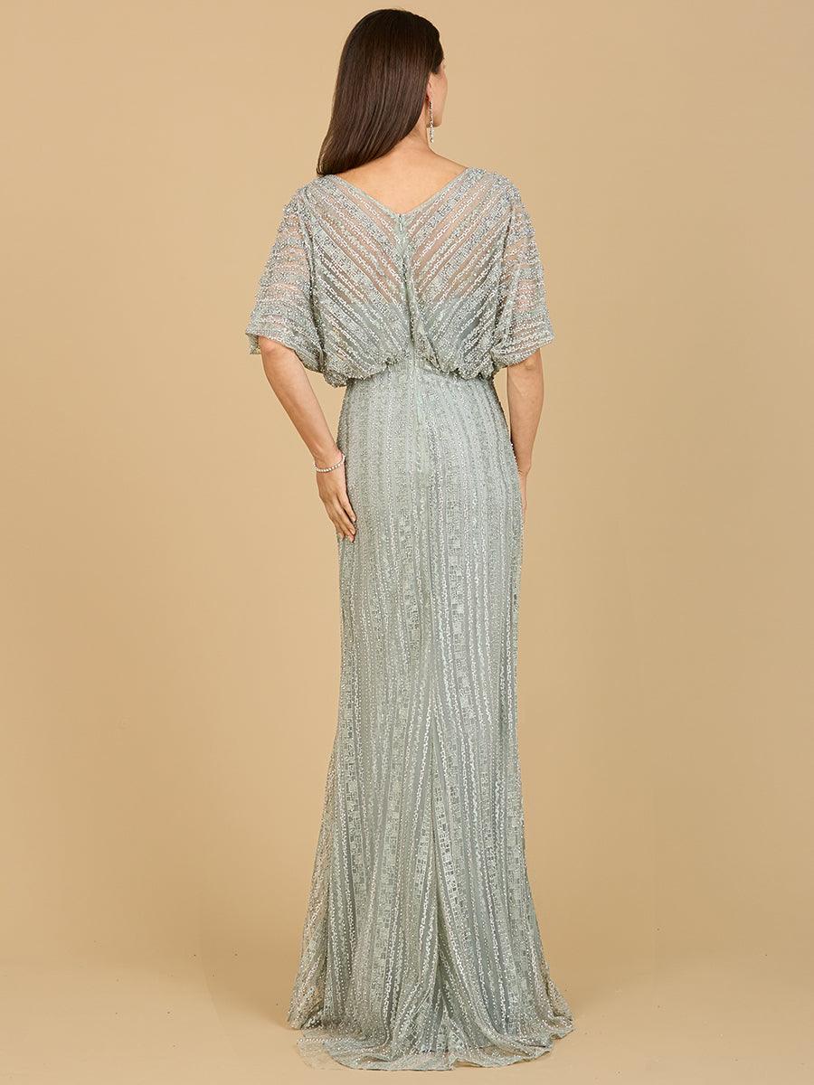 Formal Dresses Long Cape Sleeve Evening Gown Moss